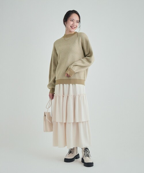 SHOO・LA・RUE(シューラルー)の「◆【S-LL/洗える/毛玉レス】クラシカルな柄が目を惹く プチハイネックニット(ニット/セーター・レディース・ブルー系9/ブラック系3/ブラック系4/ベージュ系3・04/03/02/01)」の18枚目の写真