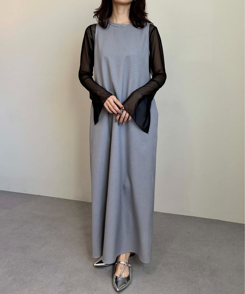 1chaku.（イッチャク）の「アメスリワンピース（ワンピース・レディース・ブラック/サンドベージュ/サンドグレー/グレー/ブルーグレー/ブルー/モカ・マルチサイズ）」の3枚目の写真