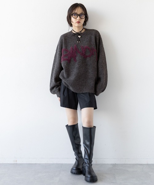 RAGEBLUE（レイジブルー）の「ロゴフェザー/シャギールーズニット（ニット/セーター・レディース・ホワイト/ブラウン/ダークグレー・FREE）」の10枚目の写真