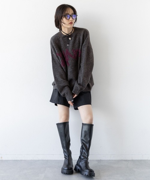 RAGEBLUE（レイジブルー）の「ロゴフェザー/シャギールーズニット（ニット/セーター・レディース・ホワイト/ブラウン/ダークグレー・FREE）」の11枚目の写真