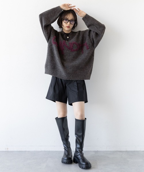 RAGEBLUE（レイジブルー）の「ロゴフェザー/シャギールーズニット（ニット/セーター・レディース・ホワイト/ブラウン/ダークグレー・FREE）」の12枚目の写真