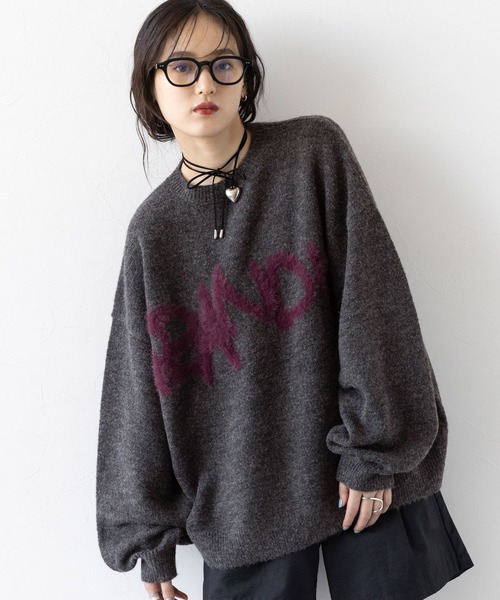 RAGEBLUE（レイジブルー）の「ロゴフェザー/シャギールーズニット（ニット/セーター・レディース・ホワイト/ブラウン/ダークグレー・FREE）」の13枚目の写真