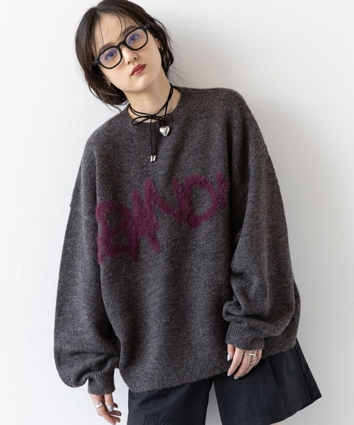 RAGEBLUE（レイジブルー）の「ロゴフェザー/シャギールーズニット（ニット/セーター・レディース・ホワイト/ブラウン/ダークグレー・FREE）」の16枚目の写真