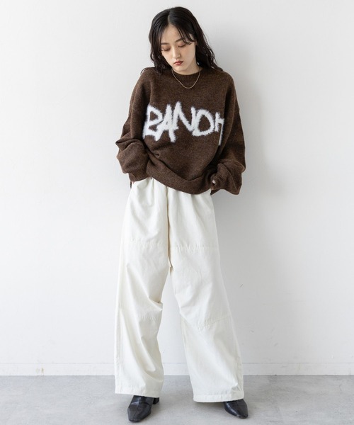 RAGEBLUE（レイジブルー）の「ロゴフェザー/シャギールーズニット（ニット/セーター・レディース・ホワイト/ブラウン/ダークグレー・FREE）」の20枚目の写真