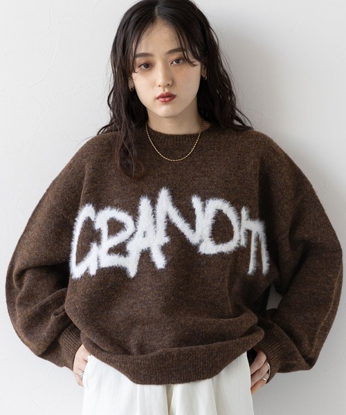 RAGEBLUE（レイジブルー）の「ロゴフェザー/シャギールーズニット（ニット/セーター・レディース・ホワイト/ブラウン/ダークグレー・FREE）」の22枚目の写真