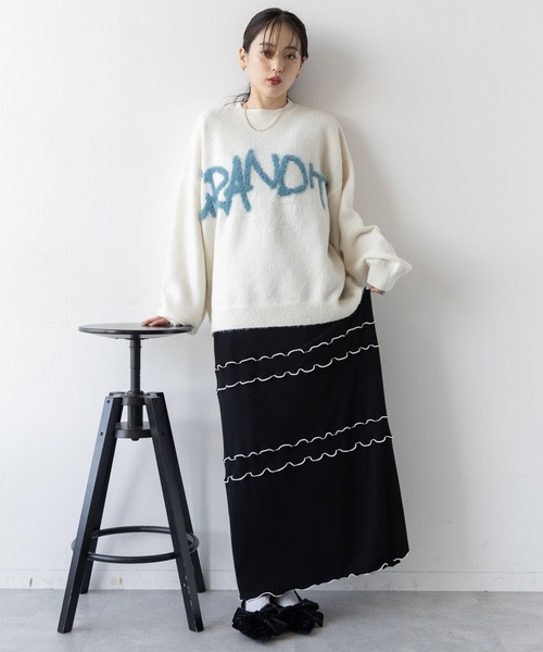 RAGEBLUE（レイジブルー）の「ロゴフェザー/シャギールーズニット（ニット/セーター・レディース・ホワイト/ブラウン/ダークグレー・FREE）」の6枚目の写真