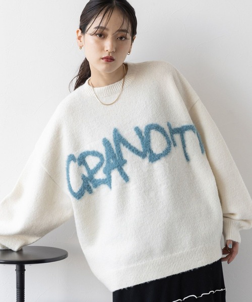 RAGEBLUE（レイジブルー）の「ロゴフェザー/シャギールーズニット（ニット/セーター・レディース・ホワイト/ブラウン/ダークグレー・FREE）」の7枚目の写真