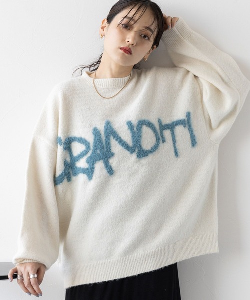 RAGEBLUE（レイジブルー）の「ロゴフェザー/シャギールーズニット（ニット/セーター・レディース・ホワイト/ブラウン/ダークグレー・FREE）」の8枚目の写真