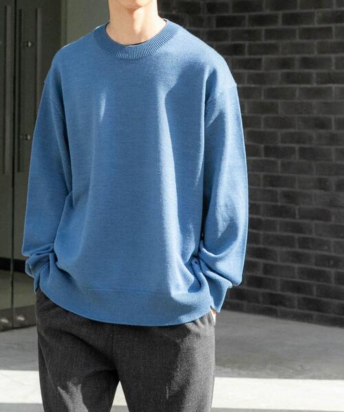 FORK&SPOON（フォークアンドスプーン）の「FORK&SPOON　ウーステッドヤーンクルーネックニット（ニット/セーター・メンズ・オレンジ系その他/ブルー/ブラック/アイボリー・5/4）」の4枚目の写真