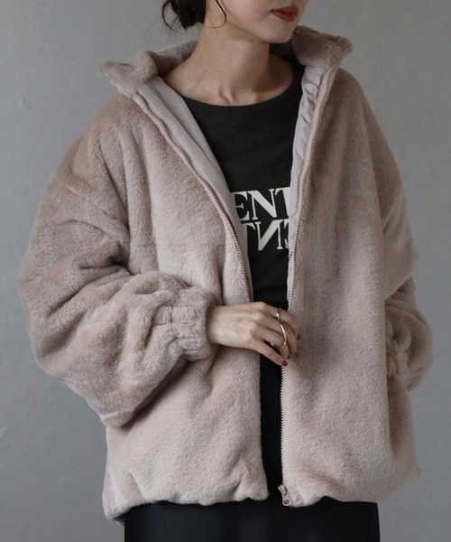 Fizz/フィズ】 フェイクファー スタンドカラーブルゾン（ブルゾン