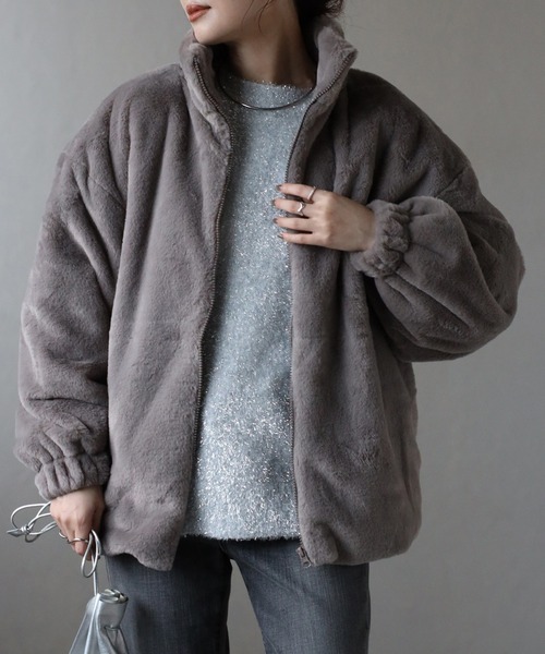 Fizz/フィズ】 フェイクファー スタンドカラーブルゾン（ブルゾン