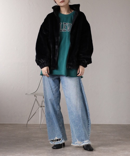 Fizz(フィズ)の「【Fizz/フィズ】 フェイクファー スタンドカラーブルゾン(ブルゾン・レディース・モカ/グレイッシュベージュ/ブラック/アイボリー・M)」の18枚目の写真