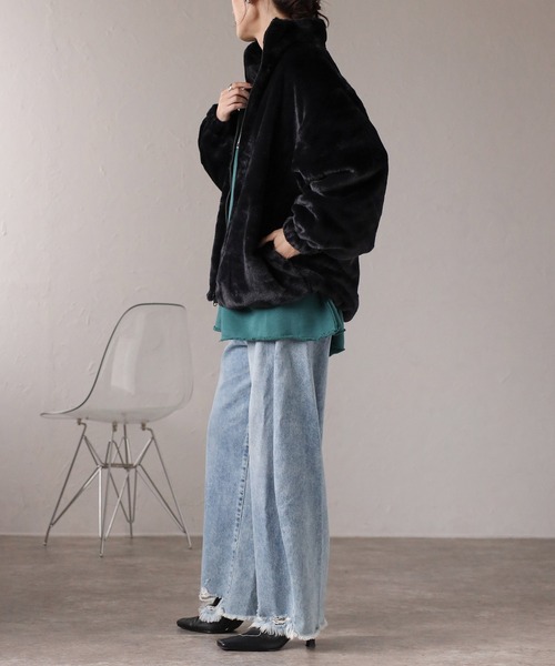 Fizz/フィズ】 フェイクファー スタンドカラーブルゾン（ブルゾン