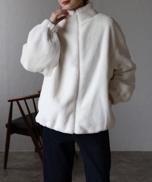 Fizz(フィズ)の「【Fizz/フィズ】 フェイクファー スタンドカラーブルゾン(ブルゾン・レディース・モカ/グレイッシュベージュ/ブラック/アイボリー・M)」の21枚目の写真