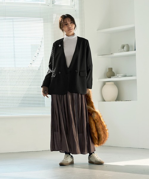 STYLE DELI（スタイルデリ）の「軽量ノーカラージャケット（ノーカラージャケット・レディース・ネイビー/ブラック/ブラウン系その他・FREE）」の5枚目の写真