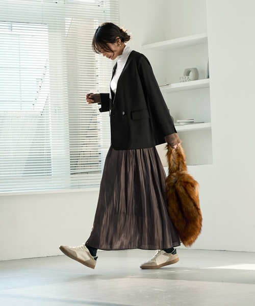 STYLE DELI（スタイルデリ）の「軽量ノーカラージャケット（ノーカラージャケット・レディース・ネイビー/ブラック/ブラウン系その他・FREE）」の6枚目の写真