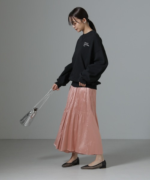 NANO universe(ナノユニバース)の「消しプリーツサテンワイドパンツ(その他パンツ・レディース・グレー系その他4/チャコール/サーモンピンク・FREE)」の5枚目の写真