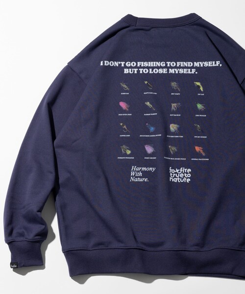 Foxfire（フォックスファイヤー）の「Foxfire/フォックスファイヤー 別注 Foxfire プリントクルーネック スウェット/毛針/バックプリント/リラックスフィット（スウェット・メンズ・チャコールグレー/ライトグレー/ネイビー・LARGE/MEDIUM）」の11枚目の写真