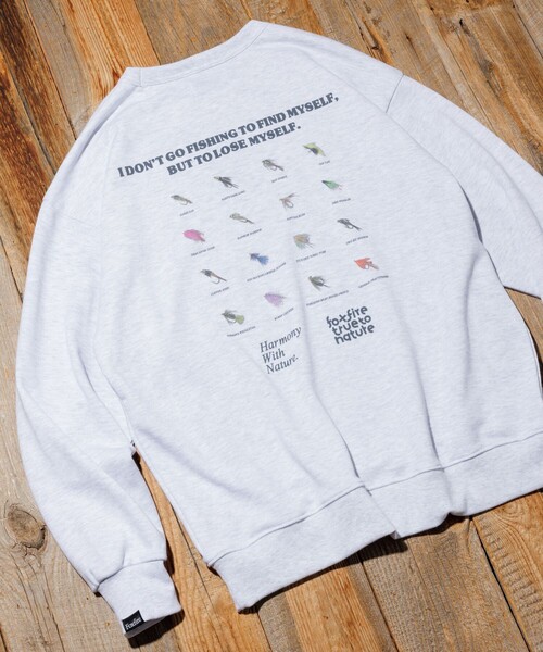 Foxfire（フォックスファイヤー）の「Foxfire/フォックスファイヤー 別注 Foxfire プリントクルーネック スウェット/毛針/バックプリント/リラックスフィット（スウェット・メンズ・チャコールグレー/ライトグレー/ネイビー・LARGE/MEDIUM）」の14枚目の写真