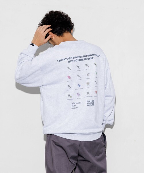 Foxfire（フォックスファイヤー）の「Foxfire/フォックスファイヤー 別注 Foxfire プリントクルーネック スウェット/毛針/バックプリント/リラックスフィット（スウェット・メンズ・チャコールグレー/ライトグレー/ネイビー・LARGE/MEDIUM）」の10枚目の写真