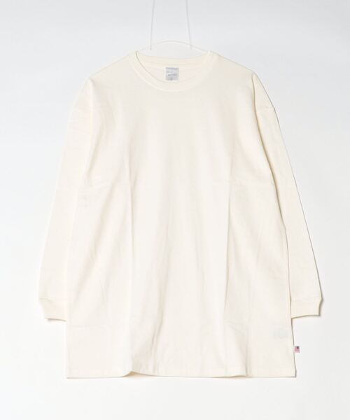 spiritoso(スピリトーゾ)の「spiritoso USAコットンロング丈クルーネックロンT(Tシャツ/カットソー・レディース・ブラック/カーキ/杢グレー/オフホワイト・F)」の2枚目の写真