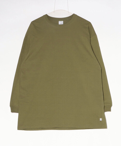 spiritoso(スピリトーゾ)の「spiritoso USAコットンロング丈クルーネックロンT(Tシャツ/カットソー・レディース・ブラック/カーキ/杢グレー/オフホワイト・F)」の7枚目の写真