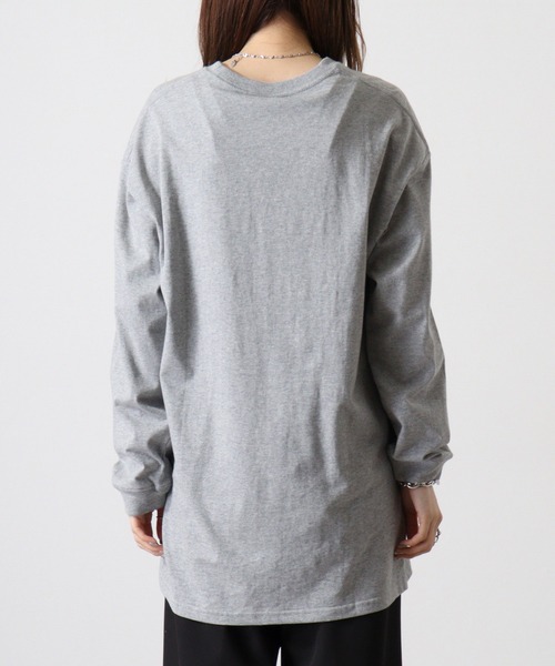 spiritoso(スピリトーゾ)の「spiritoso USAコットンロング丈クルーネックロンT(Tシャツ/カットソー・レディース・ブラック/カーキ/杢グレー/オフホワイト・F)」の13枚目の写真