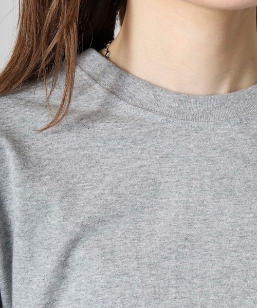 spiritoso(スピリトーゾ)の「spiritoso USAコットンロング丈クルーネックロンT(Tシャツ/カットソー・レディース・ブラック/カーキ/杢グレー/オフホワイト・F)」の8枚目の写真