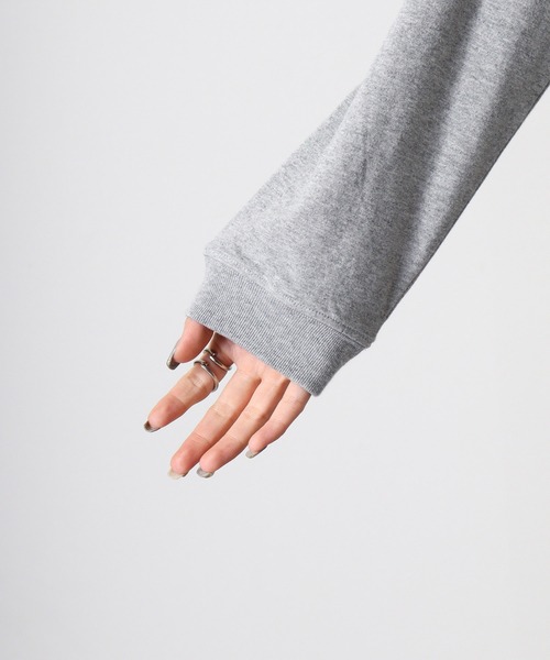 spiritoso(スピリトーゾ)の「spiritoso USAコットンロング丈クルーネックロンT(Tシャツ/カットソー・レディース・ブラック/カーキ/杢グレー/オフホワイト・F)」の9枚目の写真