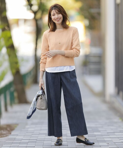 J.PRESS Ladies(J.プレス レディス)の「【洗える】セルロースシャンブレー ワイド パンツ(その他パンツ・レディース・ネイビー系/ブルー系・XS/S)」の3枚目の写真