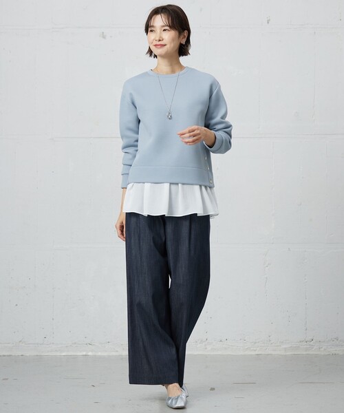 J.PRESS Ladies(J.プレス レディス)の「【洗える】セルロースシャンブレー ワイド パンツ(その他パンツ・レディース・ネイビー系/ブルー系・XS/S)」の9枚目の写真