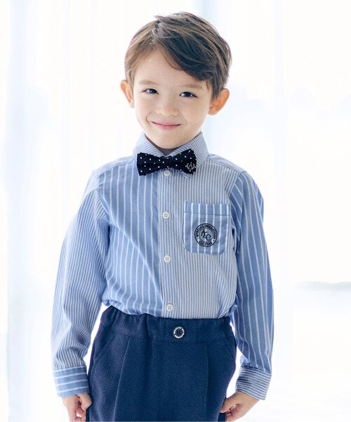 apres les cours（アプレレクール）の「フォーマルシャツ（シャツ/ブラウス・キッズ・ストライプ/オフホワイト・90/100/110/120/130）」の2枚目の写真