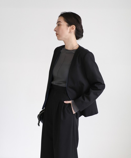 select MOCA（セレクトモカ）の「【セレモニー】レイヤードノーカラージャケット（ノーカラージャケット・レディース・ベージュ/ブラック・FREE）」の11枚目の写真