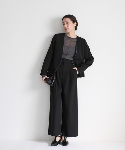 select MOCA（セレクトモカ）の「【セレモニー】レイヤードノーカラージャケット（ノーカラージャケット・レディース・ベージュ/ブラック・FREE）」の7枚目の写真