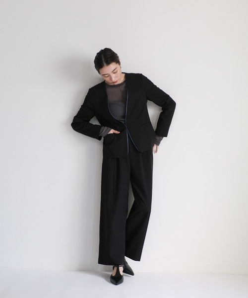 select MOCA（セレクトモカ）の「【セレモニー】レイヤードノーカラージャケット（ノーカラージャケット・レディース・ベージュ/ブラック・FREE）」の8枚目の写真