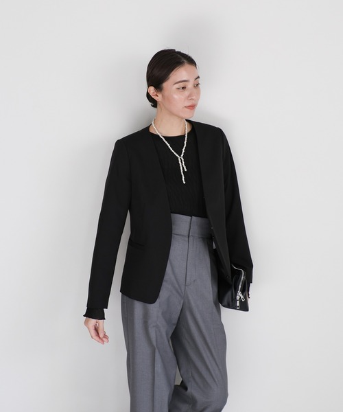 select MOCA（セレクトモカ）の「【セレモニー】レイヤードノーカラージャケット（ノーカラージャケット・レディース・ベージュ/ブラック・FREE）」の15枚目の写真