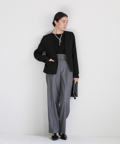 select MOCA（セレクトモカ）の「【セレモニー】レイヤードノーカラージャケット（ノーカラージャケット・レディース・ベージュ/ブラック・FREE）」の16枚目の写真