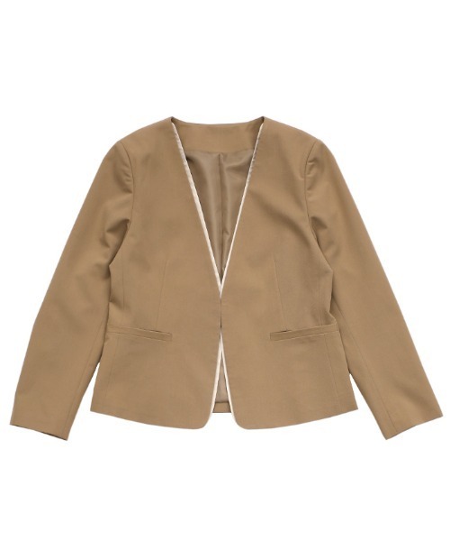 セール】【セレモニー】レイヤードノーカラージャケット（ノーカラー