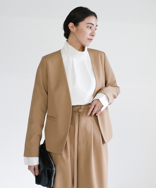 select MOCA（セレクトモカ）の「【セレモニー】レイヤードノーカラージャケット（ノーカラージャケット・レディース・ベージュ/ブラック・FREE）」の20枚目の写真