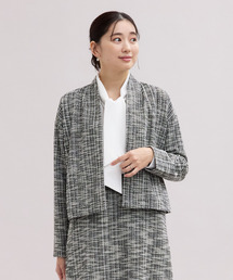 【MELROSE CLAIRE noir】入卒園式・卒業式・入学式・お仕事にも困らない カットツィードトッパーカーディガン(一部WEB限定サイズ)