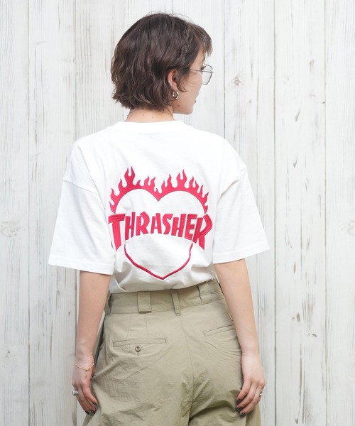 tシャツ THRASHER/スラッシャー リンガーTシャツ 252TH2ST032 レディース THRASHER スラッシャー 半袖 Tシャツ レディース ナンバリング