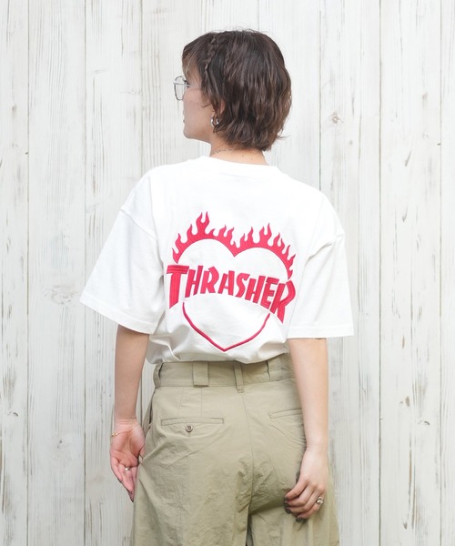THRASHER(スラッシャー)の「THRASHER/スラッシャー バーニングハートTシャツ 252TH2ST030(Tシャツ/カットソー・レディース・ブラック×レッド/ホワイト×レッド/ブラック×ブルー/ブラック×グリーン/ホワイト×グリーン/ホワイト×ブルー・L/M/XL)」の8枚目の写真