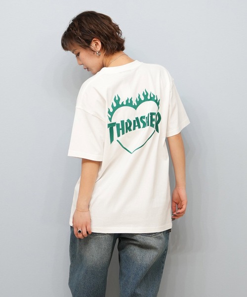 激レア THRASHER ファイヤーハートロゴ Tシャツ Mアッシュグレー 激レア THRASHER ファイヤーハートロゴ Tシャツ Mアッシュグレー
