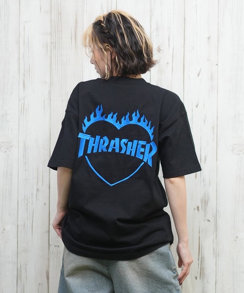 THRASHER スラッシャー 半袖 Tシャツ レディース バーニングハートTシャツ 252TH2ST033 THRASHER(スラッシャー)バーニングハートTシャツ 半袖Tシャツ