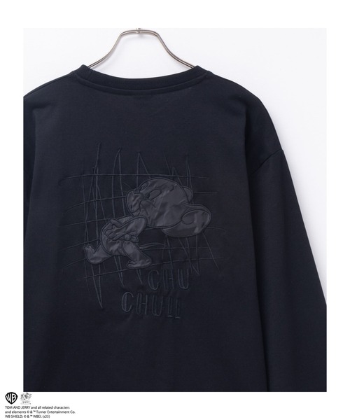 Tom&Jerry(トムアンドジェリー)の「TOM&JERRY バックサテン刺繍長袖T(Tシャツ/カットソー・メンズ・ホワイト系1/ブラック系・M/L/XL)」の2枚目の写真