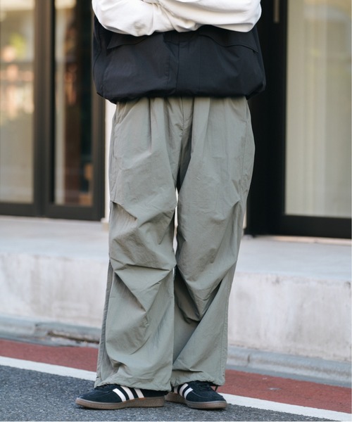 セール】ナイロンバギースノーワイドパンツ【セットアップ可】（カーゴ