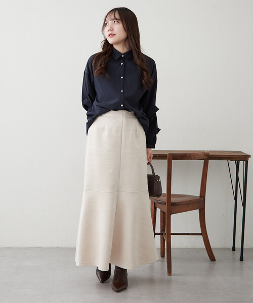 Remind me and forever（リマインドミーアンドフォーエバー）の「いろいろボタン、段々袖タケノコタックブラウス（シャツ/ブラウス・レディース・ネイビー/サックスブルー/オフホワイト/グレイッシュベージュ/ミント・FREE）」の11枚目の写真