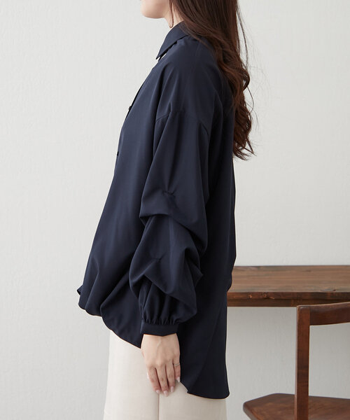 Remind me and forever（リマインドミーアンドフォーエバー）の「いろいろボタン、段々袖タケノコタックブラウス（シャツ/ブラウス・レディース・ネイビー/サックスブルー/オフホワイト/グレイッシュベージュ/ミント・FREE）」の21枚目の写真