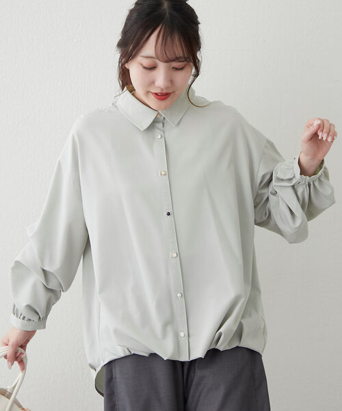 Remind me and forever（リマインドミーアンドフォーエバー）の「いろいろボタン、段々袖タケノコタックブラウス（シャツ/ブラウス・レディース・ネイビー/サックスブルー/オフホワイト/グレイッシュベージュ/ミント・FREE）」の12枚目の写真