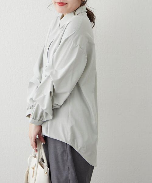 Remind me and forever（リマインドミーアンドフォーエバー）の「いろいろボタン、段々袖タケノコタックブラウス（シャツ/ブラウス・レディース・ネイビー/サックスブルー/オフホワイト/グレイッシュベージュ/ミント・FREE）」の14枚目の写真